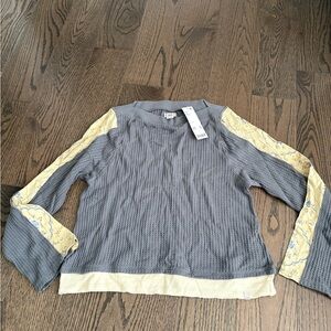 Urban Outfitters BDG Gray and Yellow Waffle Top NEW